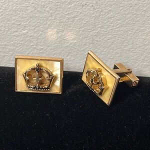 SWANK Gold Crown Cufflinks. Vintage
